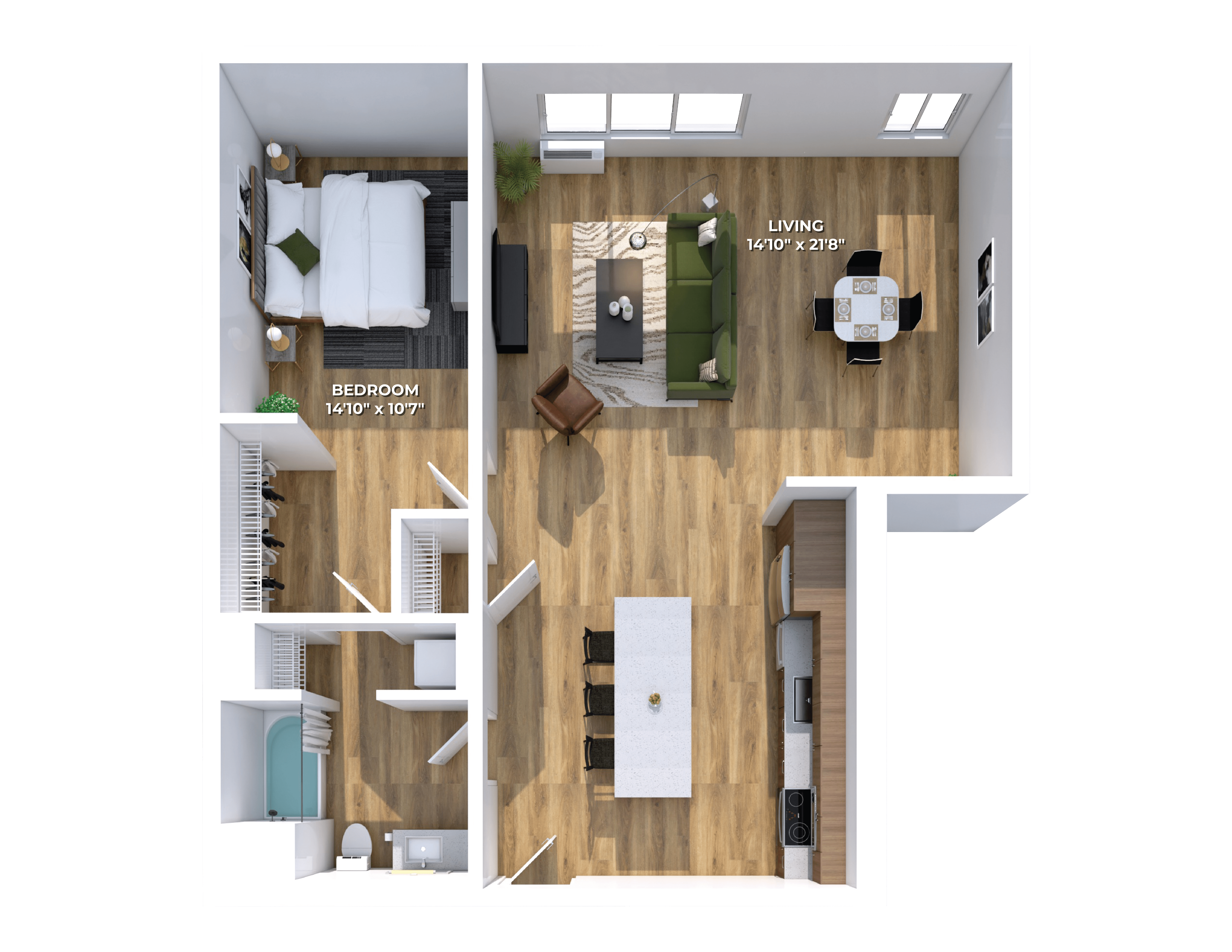 Floor plan layout diagram for One Bedroom B5